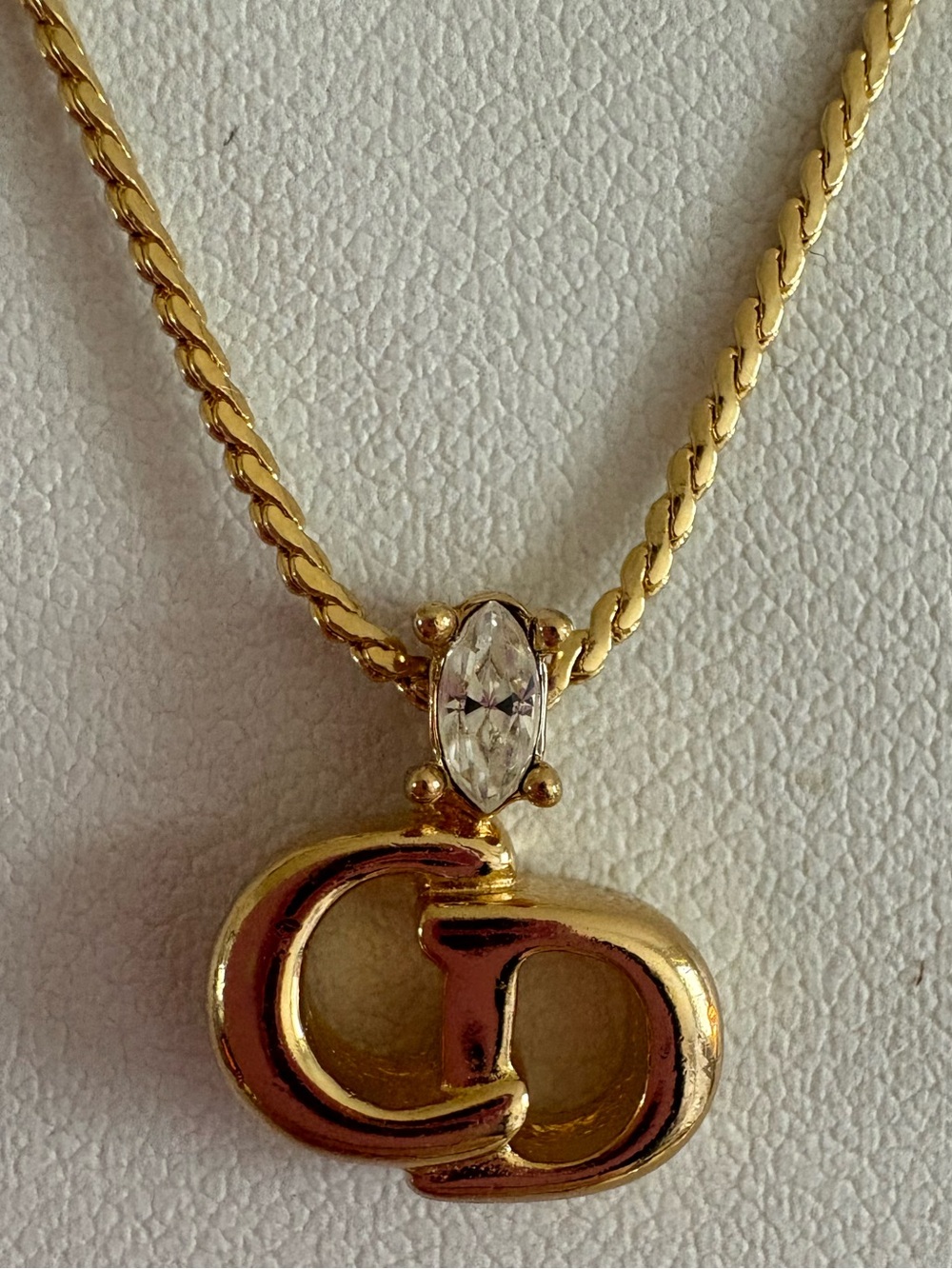 Christian Dior CD Classic Gold Tone Pendant Necklace